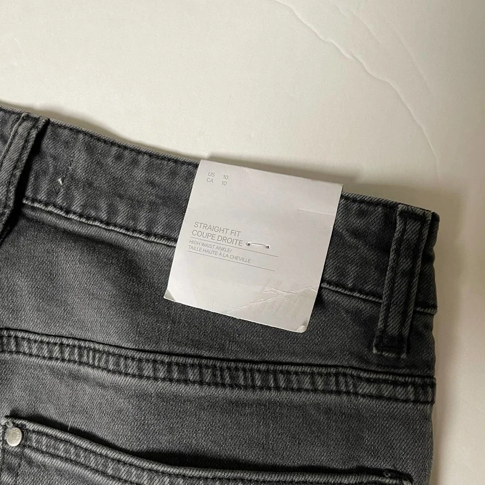 NWT H&M Gray High Waist Ankle Straight Fit Recycled Cotton Jeans 10 - Picture 6 of 8